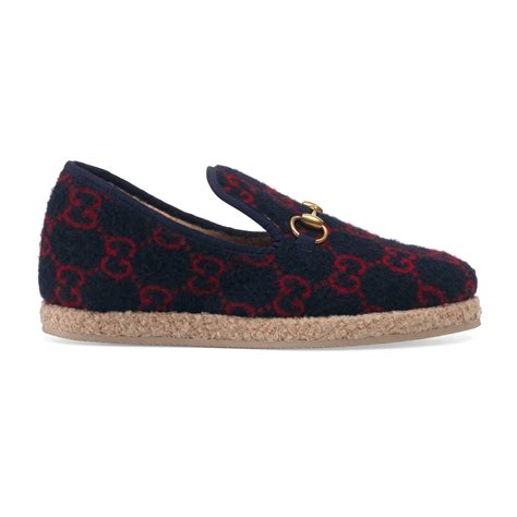 gucci blue and red loafers|Gucci wool loafer.